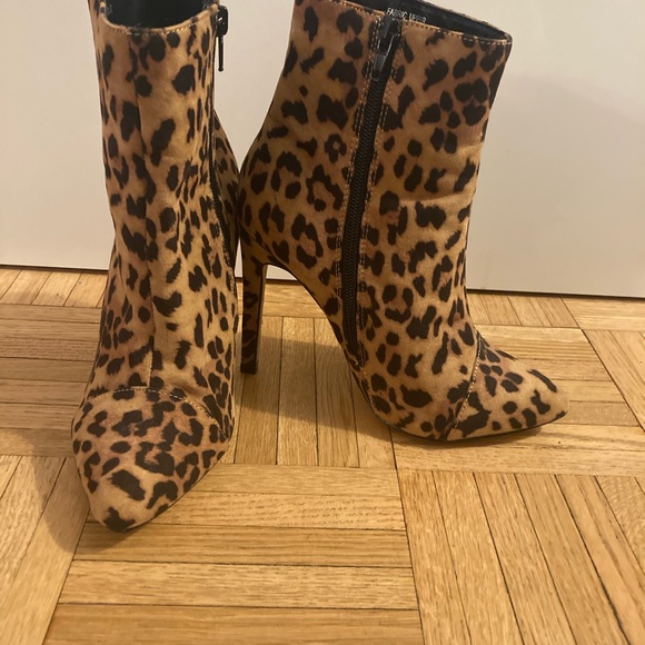 LONDON REBEL LEOPARD STILETTO ANKLE BOOTS - Picture 9 of 11